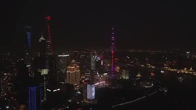 上海外滩航拍夜景视频的预览图